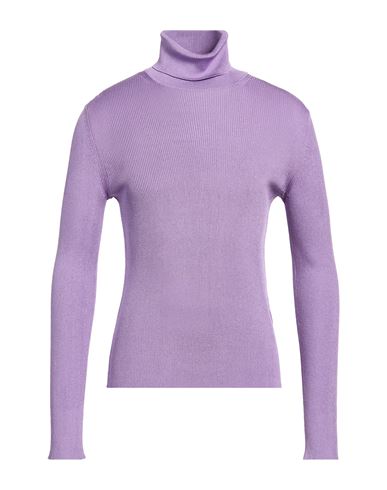 Man Turtleneck Purple Size 40 Silk