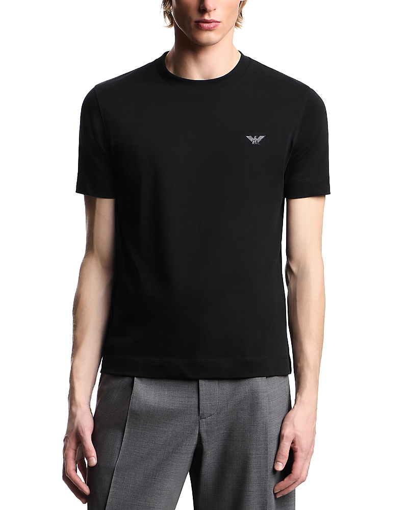 Blue Crewneck T-shirt With Logo Embroidery On The Front In Cotton Man