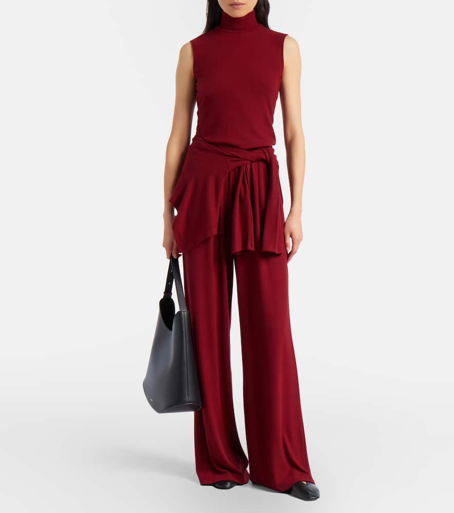Lauren pleated jersey wide-leg pants