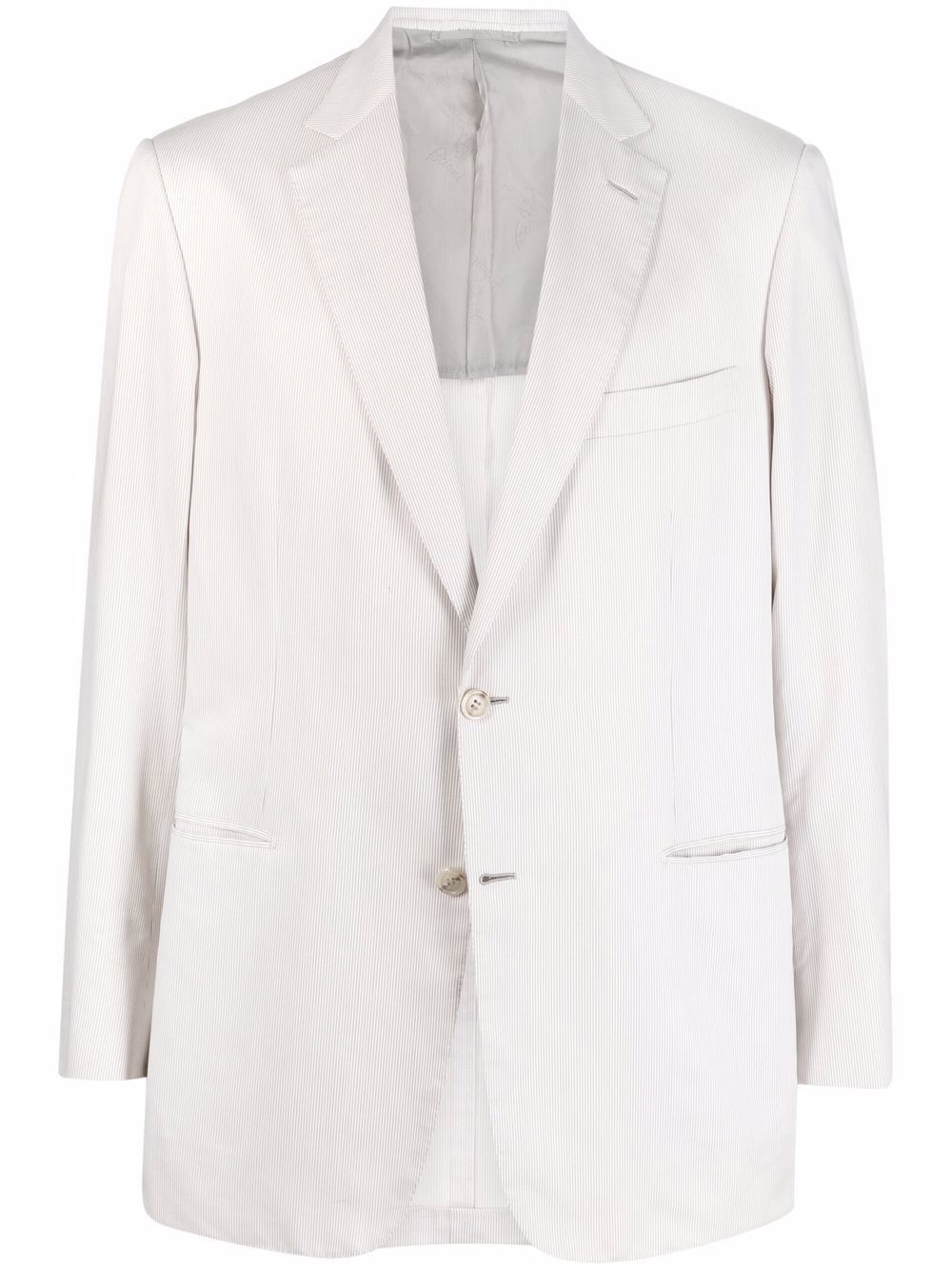 Striped single breasted blazer - White