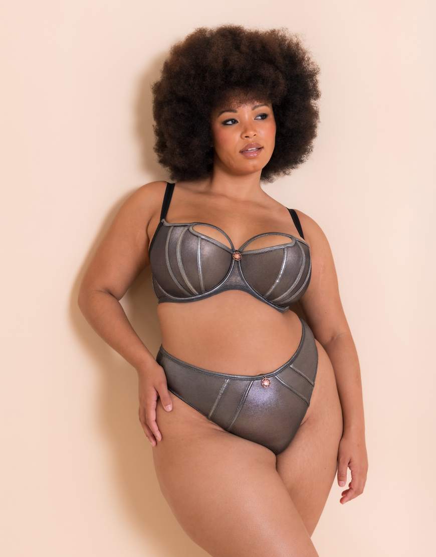 Scantilly eos balcony bra in black sparkle