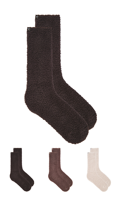 Barefoot Dreams CozyChic 3 Pair Sock Set in Brown