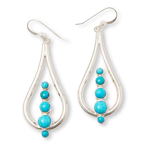 Sterling Silver Peruvian Turquoise Open Pear Drop Earrings
