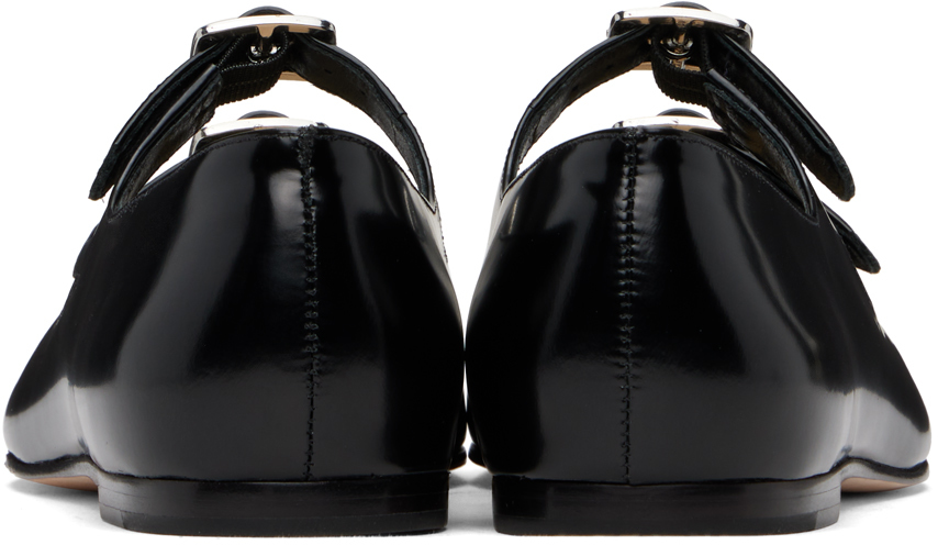 Sandy Liang SSENSE Exclusive Black MJ Double Strap Ballerina Flats