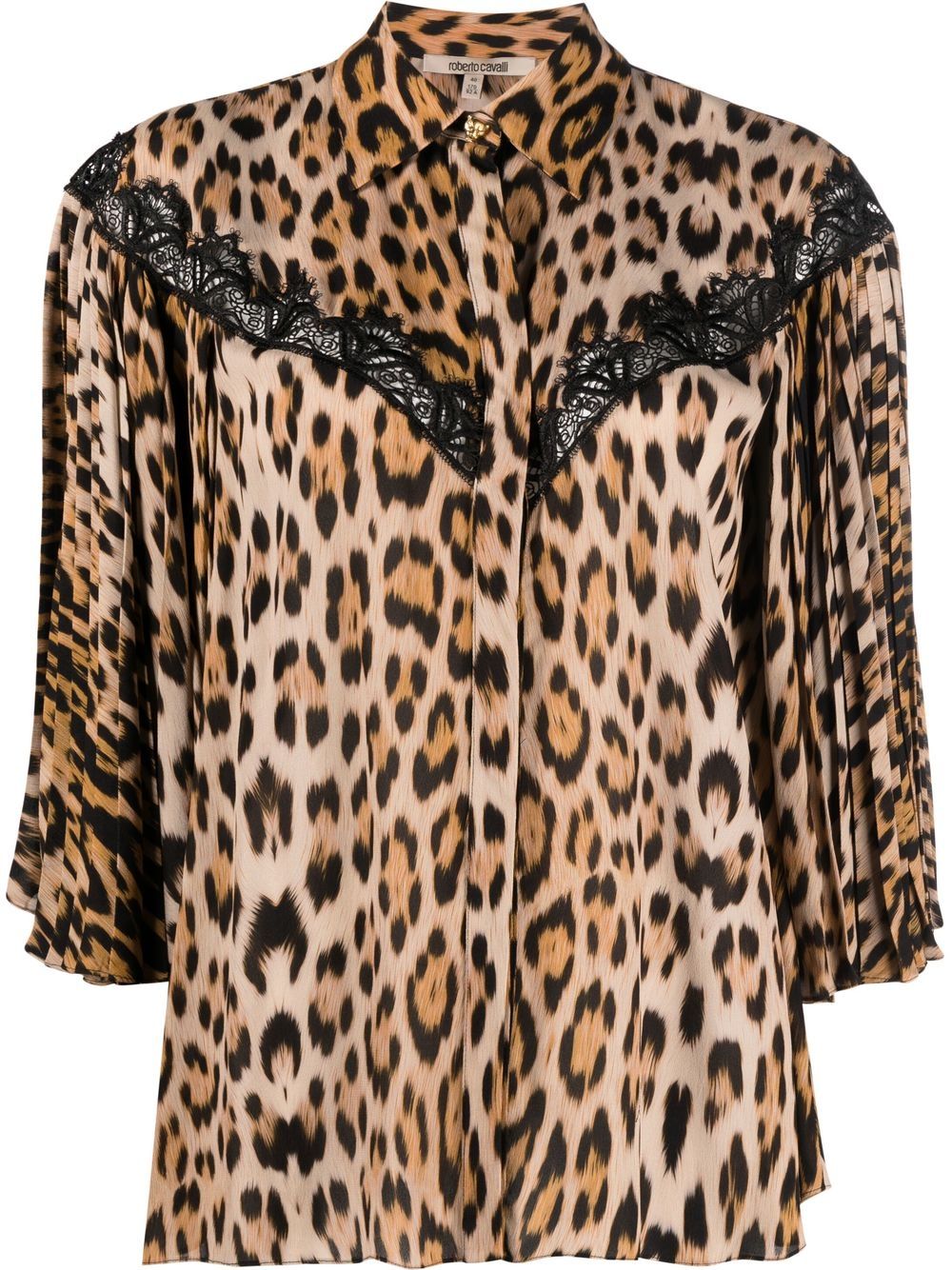 Lace-detailed leopard-print shirt - Neutrals