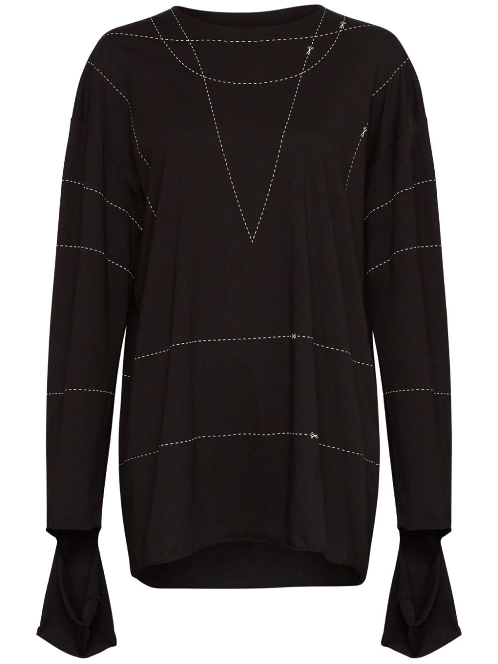 Striped drop-shoulder sweatshirt - Black