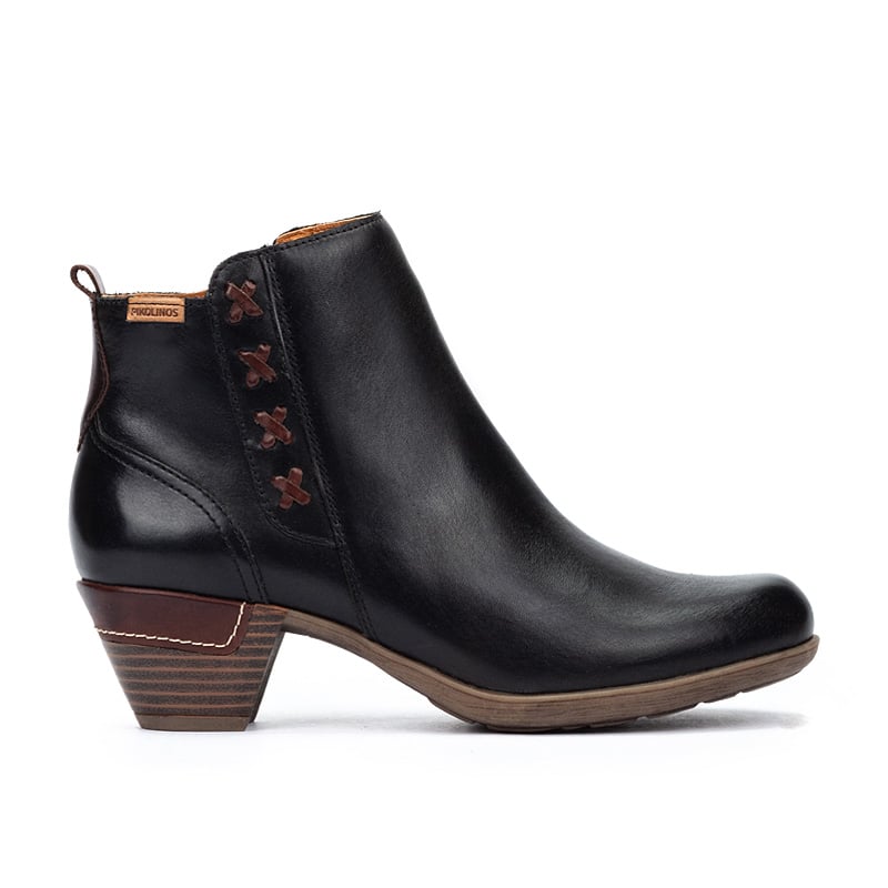 Pikolinos ROTTERDAM 902 Women's leather High-heel ankle boot BLACK
