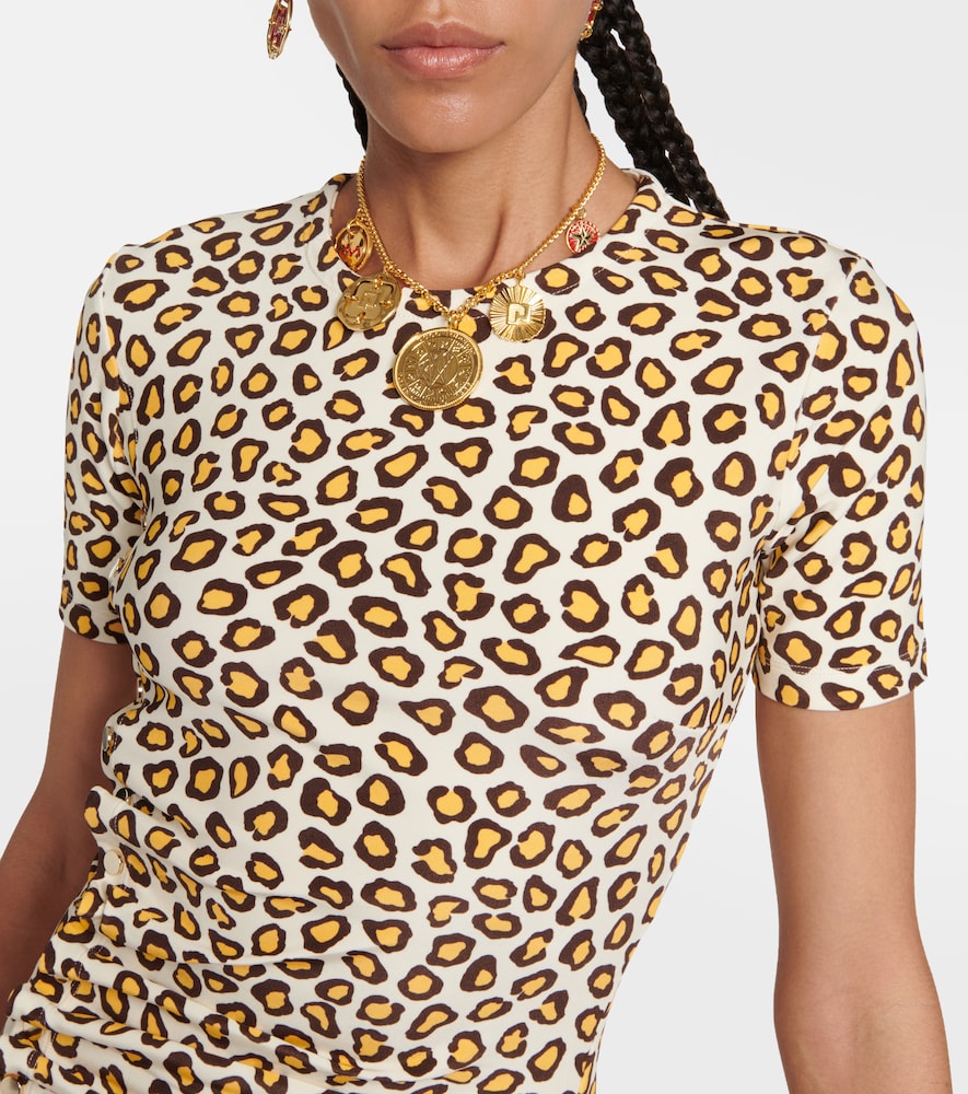 Leopard-print jersey midi dress