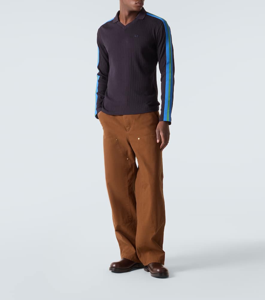Ribbed-knit polo sweater