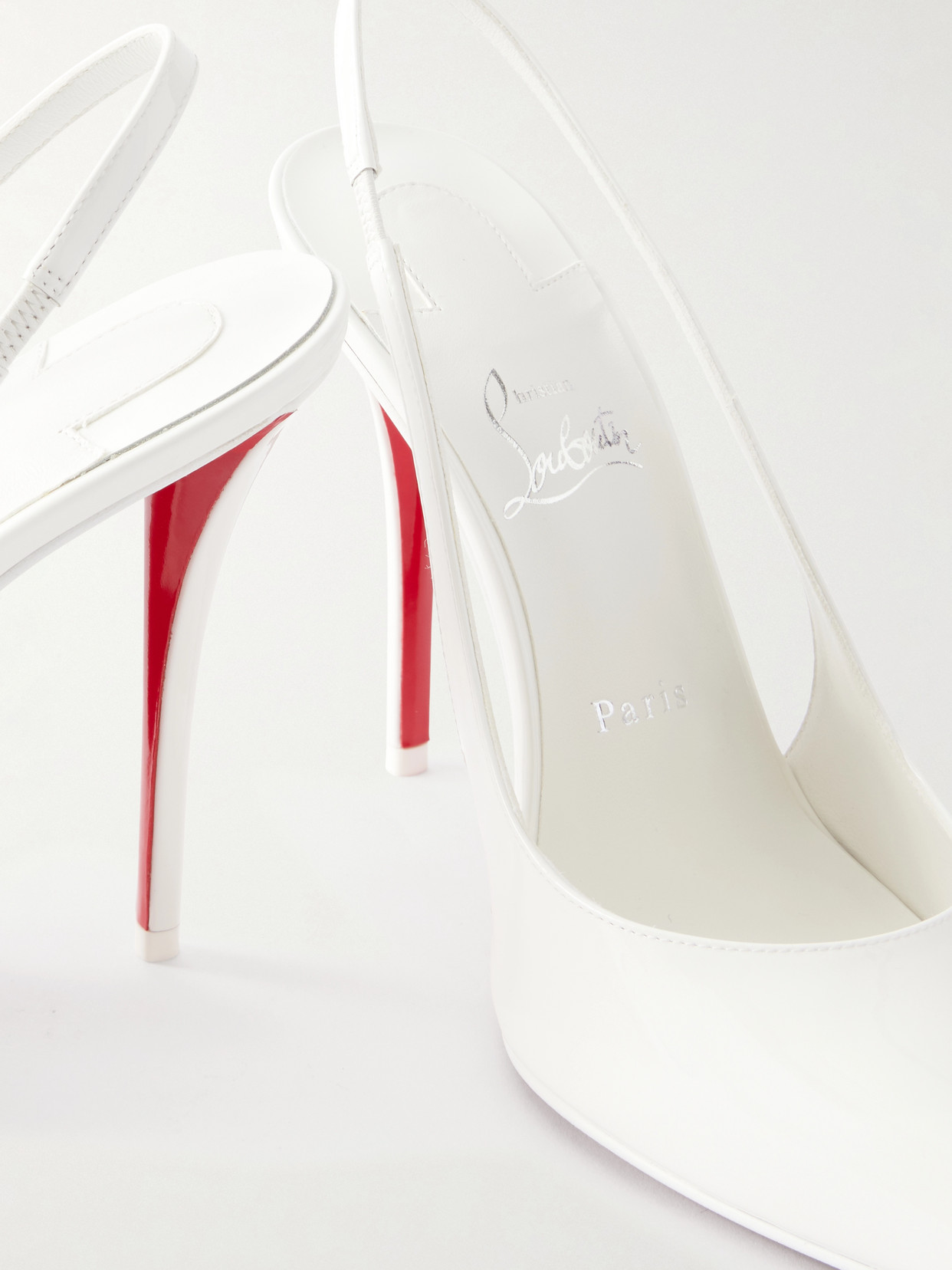 Miss Z 100 Patent-leather Slingback Pumps - White