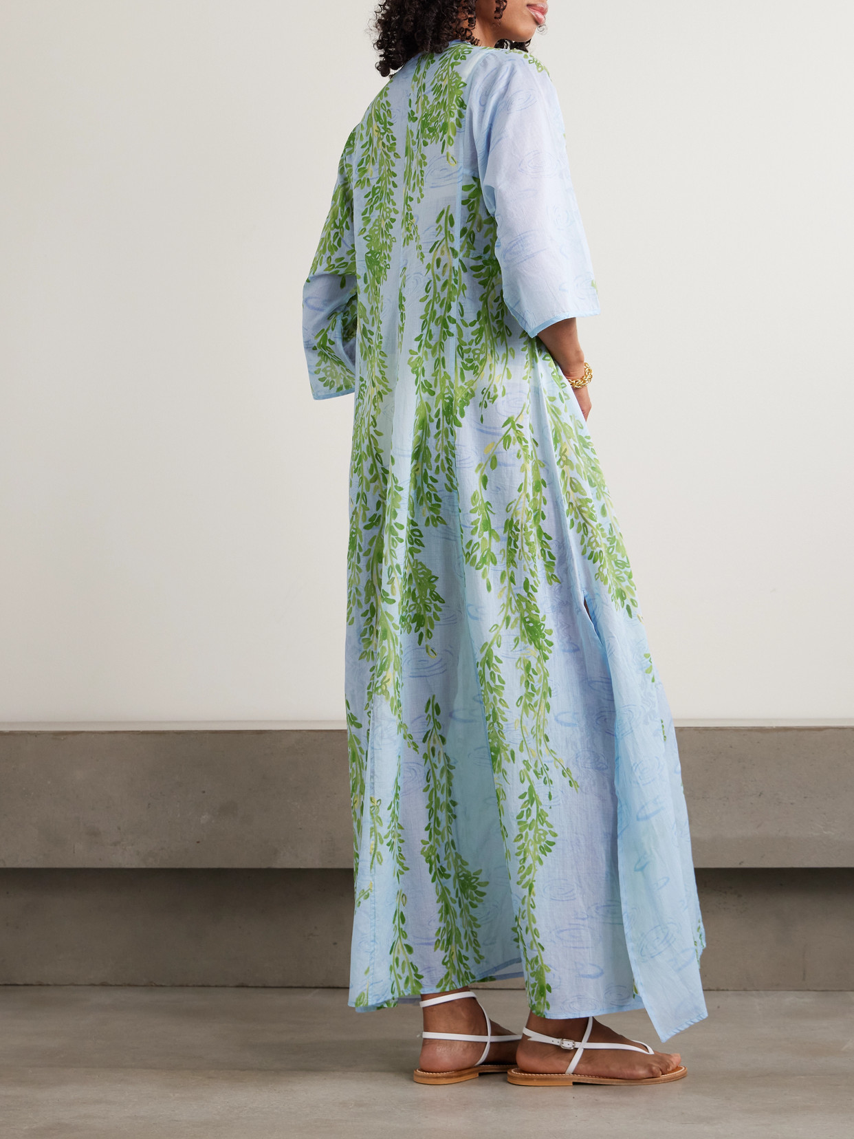 Rachel Printed Cotton-voile Kaftan - Blue