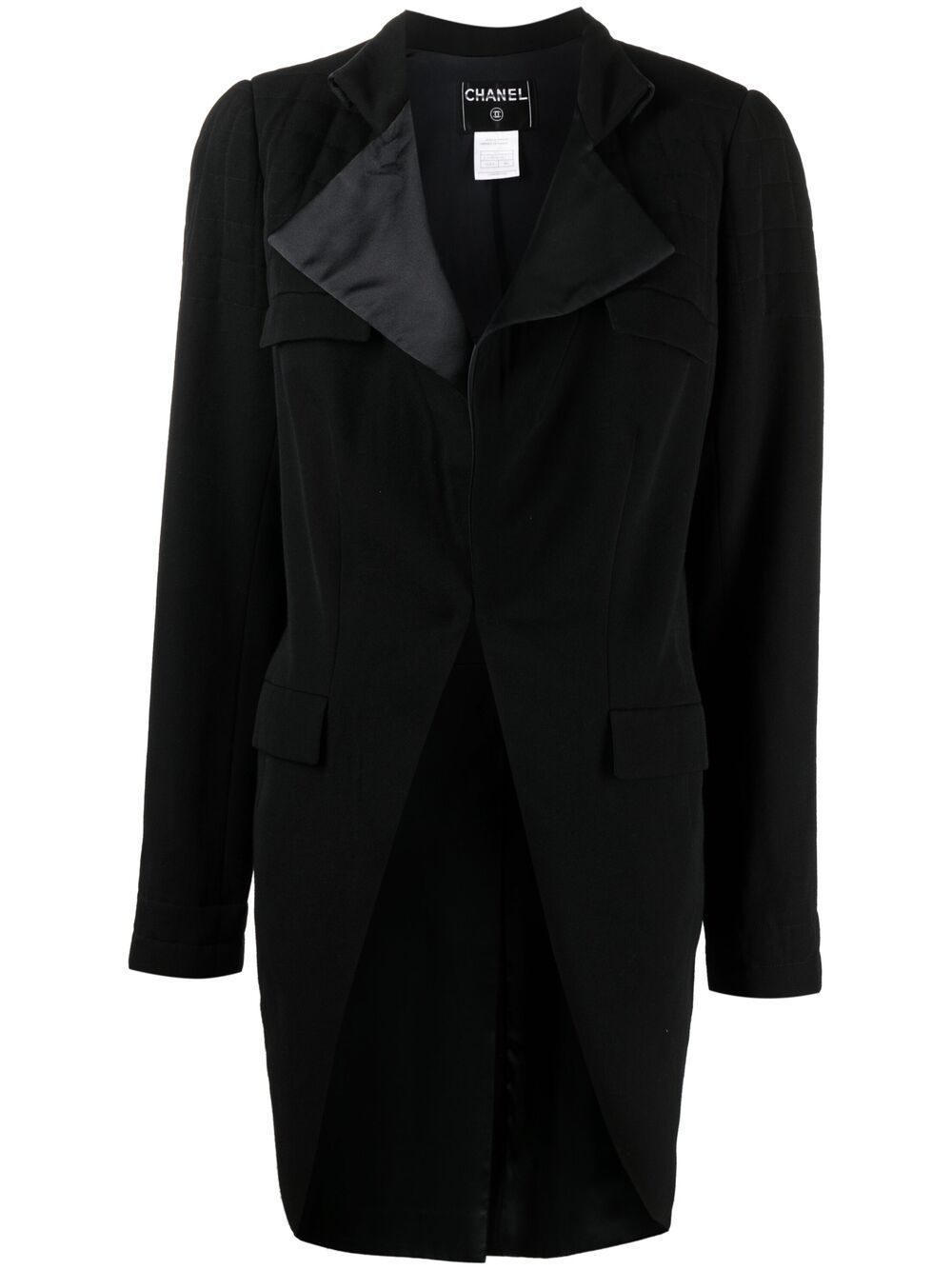 2006 stand-up collar flapped coat - Black
