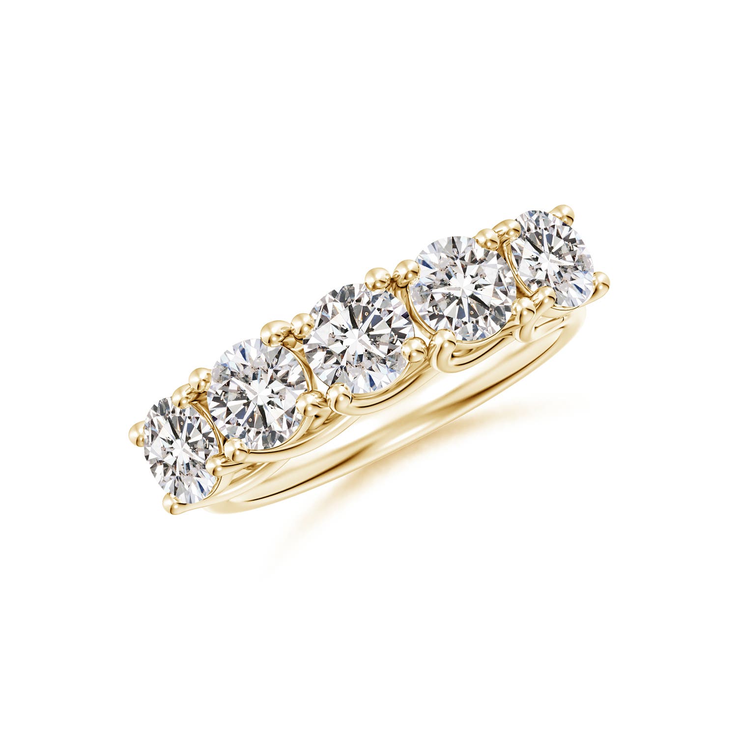 Angara 2.0 Carats Half Eternity Five Stone Diamond Wedding Band in 18K Yellow Gold