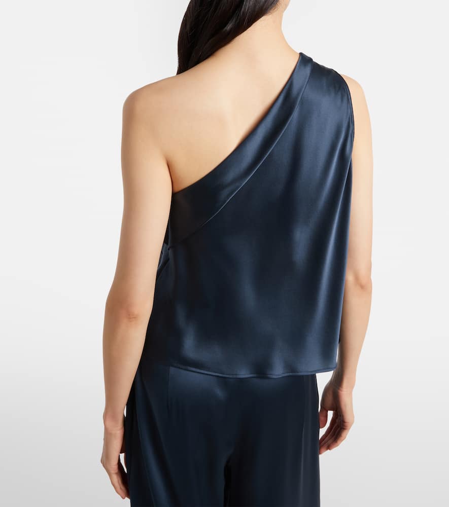 One-shoulder silk satin top