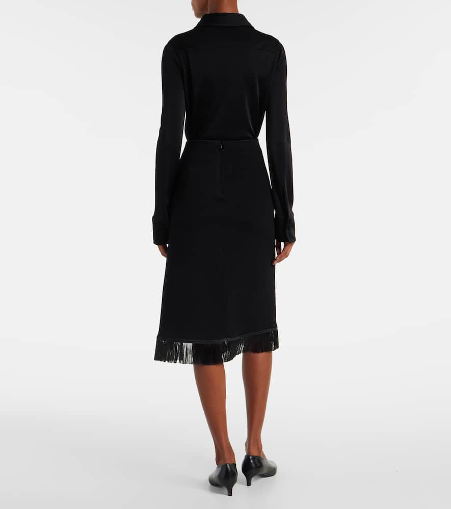 Fringed midi skirt