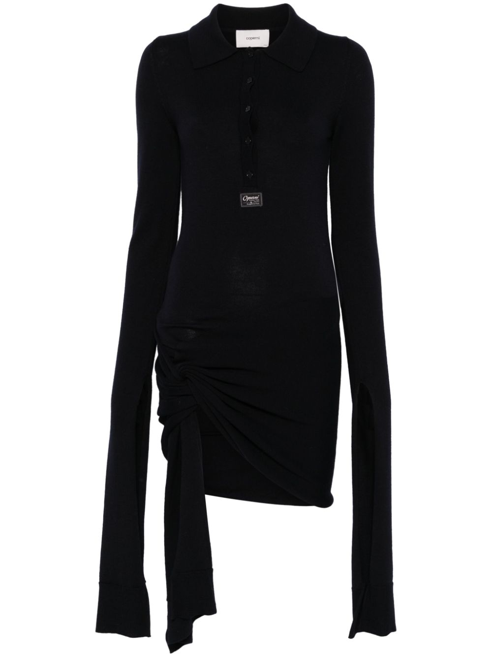 Extra-long sleeve mini dress - Blue