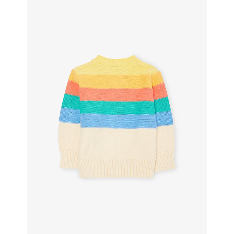 Kids' Barnacle Rainbow-Stripe Knitted Cotton Cardigan