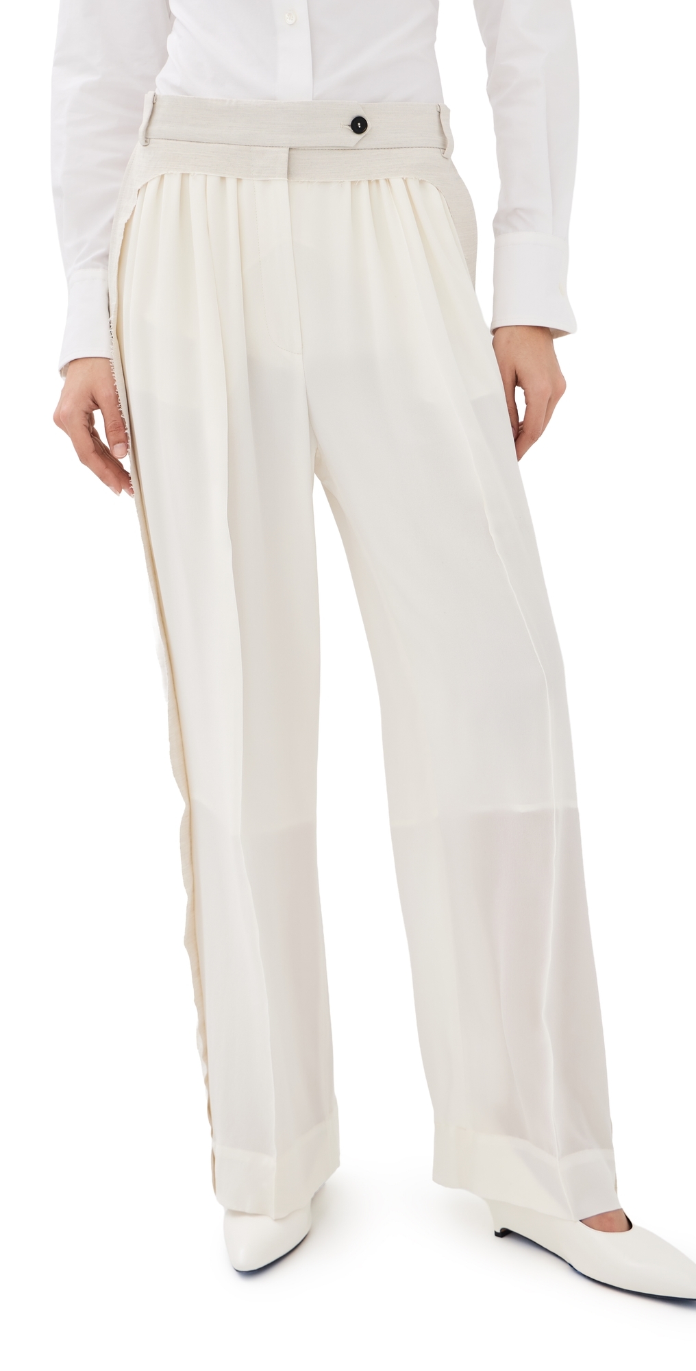 Flow Gathered Silk Pants Ivory