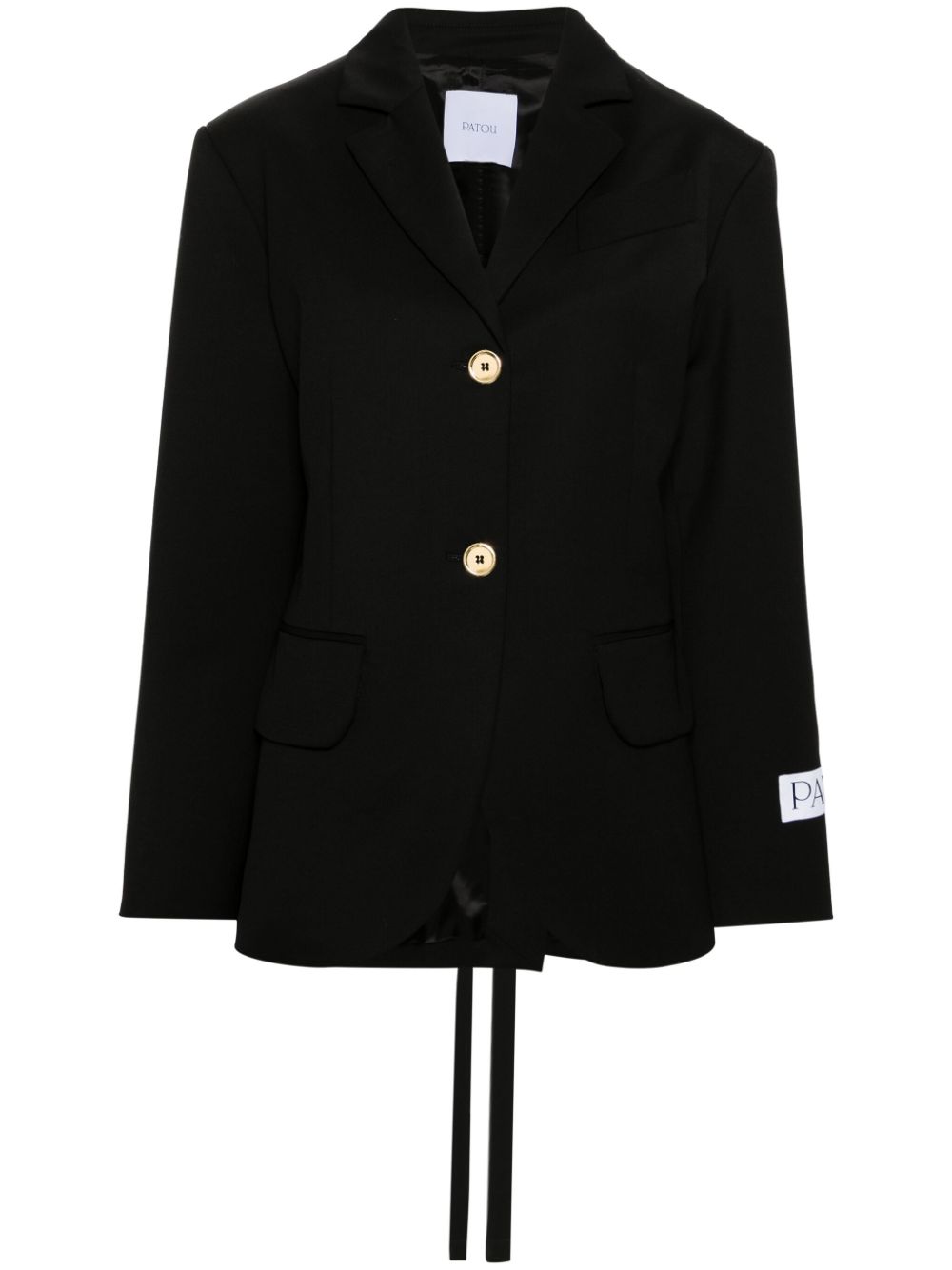 Single-breasted belted blazer - Black