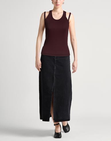Woman Tank top Burgundy Size M Cotton, Elastane