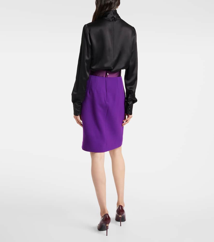 High-rise wool-blend crêpe pencil skirt