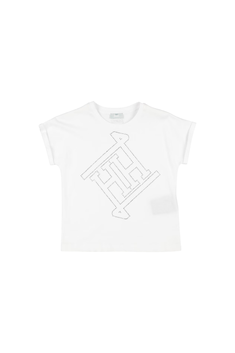 Geometric Studded Graphic T-shirt — White