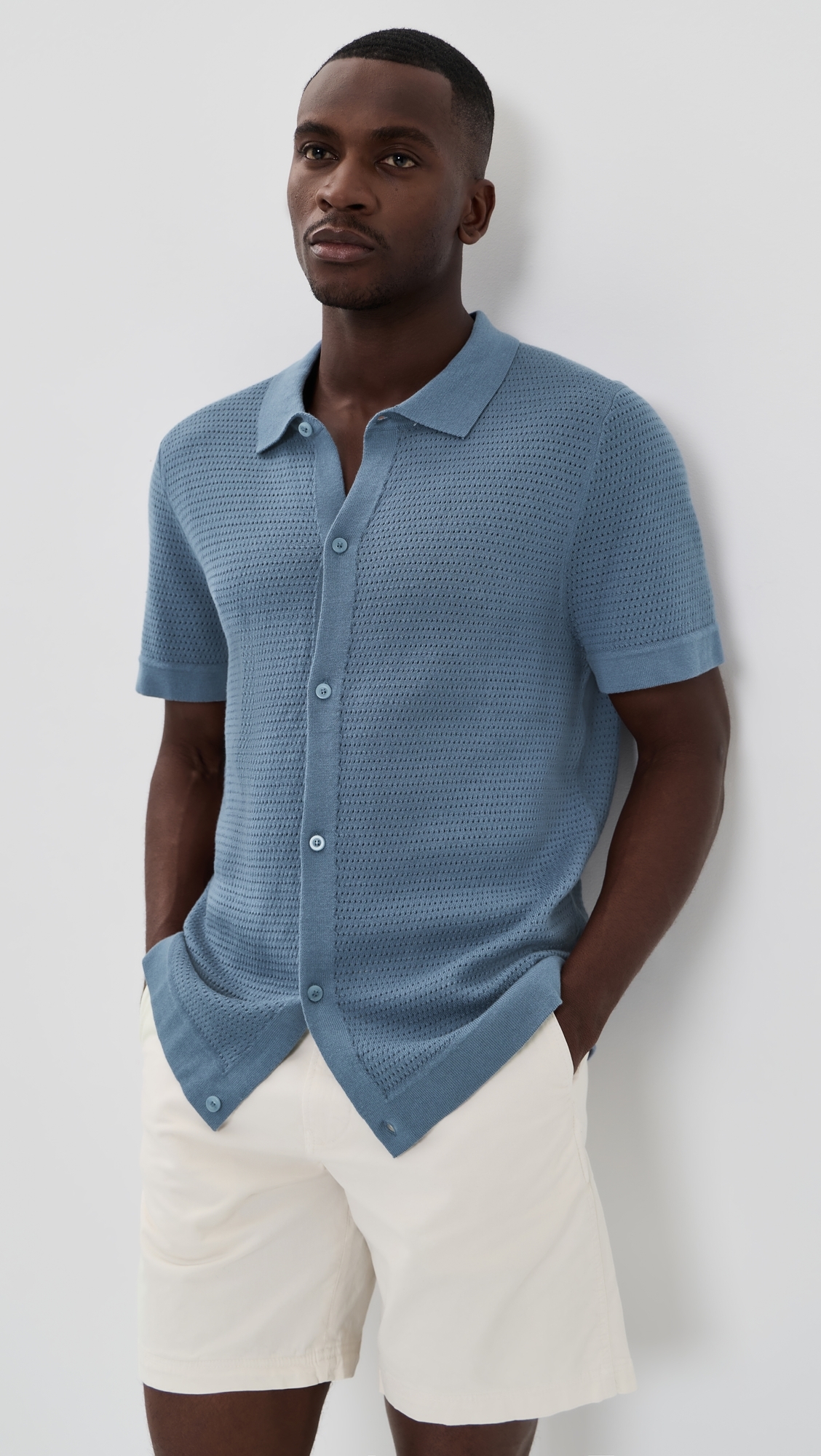 Drop Needle Button Up Shirt Mist