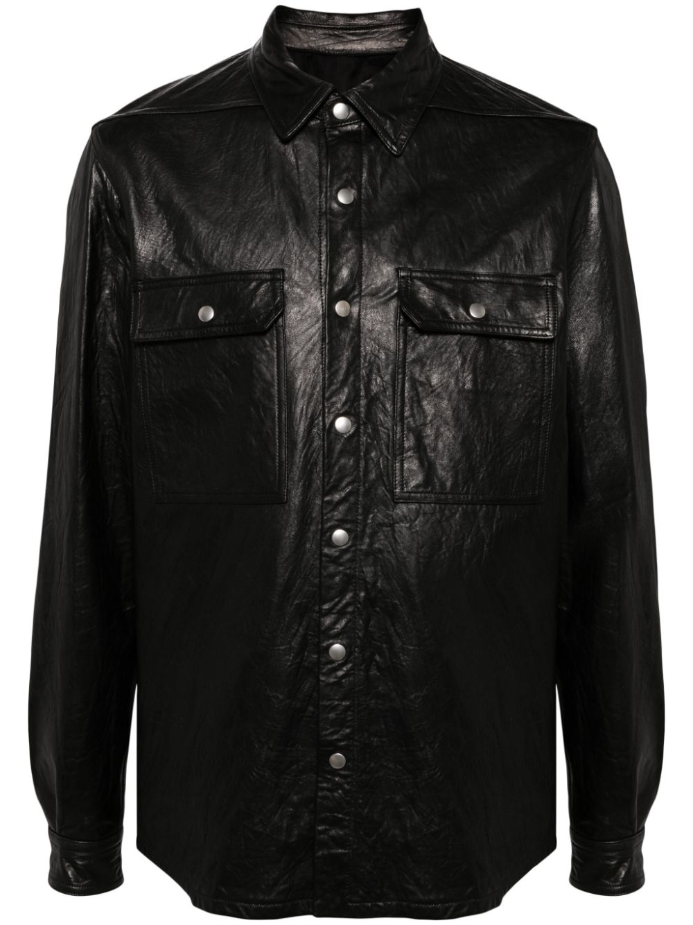 Leather shirt jacket - Black