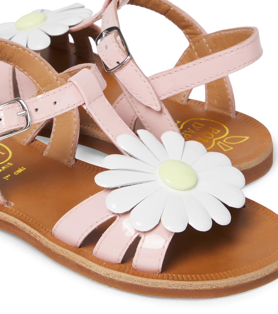 Plagette patent leather sandals