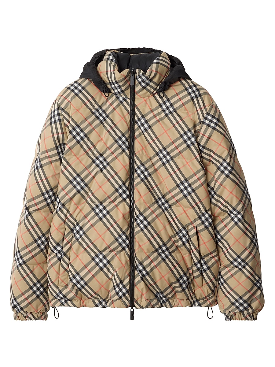 Men's Snowdon Check Puffer Jacket - Sand Check