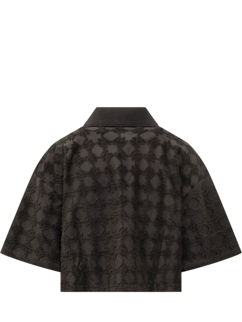 Black Geometric Shirt Collar Polo