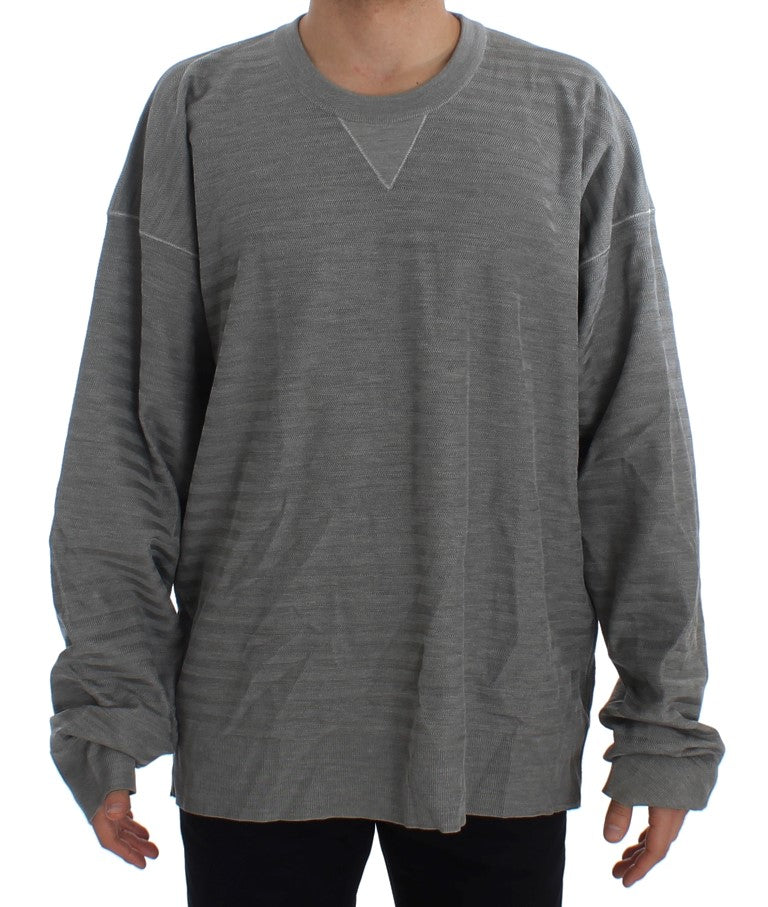 Silk Crewneck Pullover Sweater — Gray