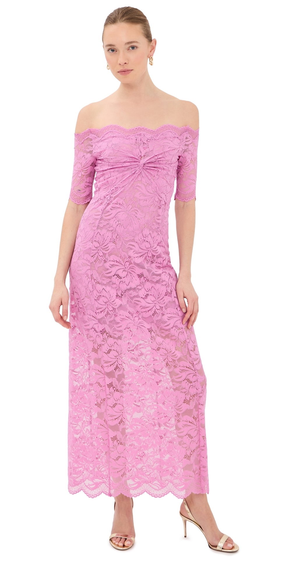 Long Dress In Lace Camelia Pink