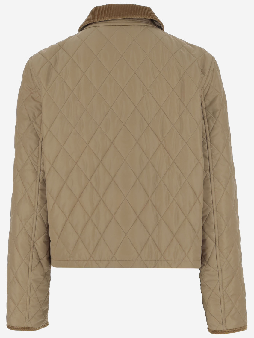 Beige Quilted Nylon Short Jacket
