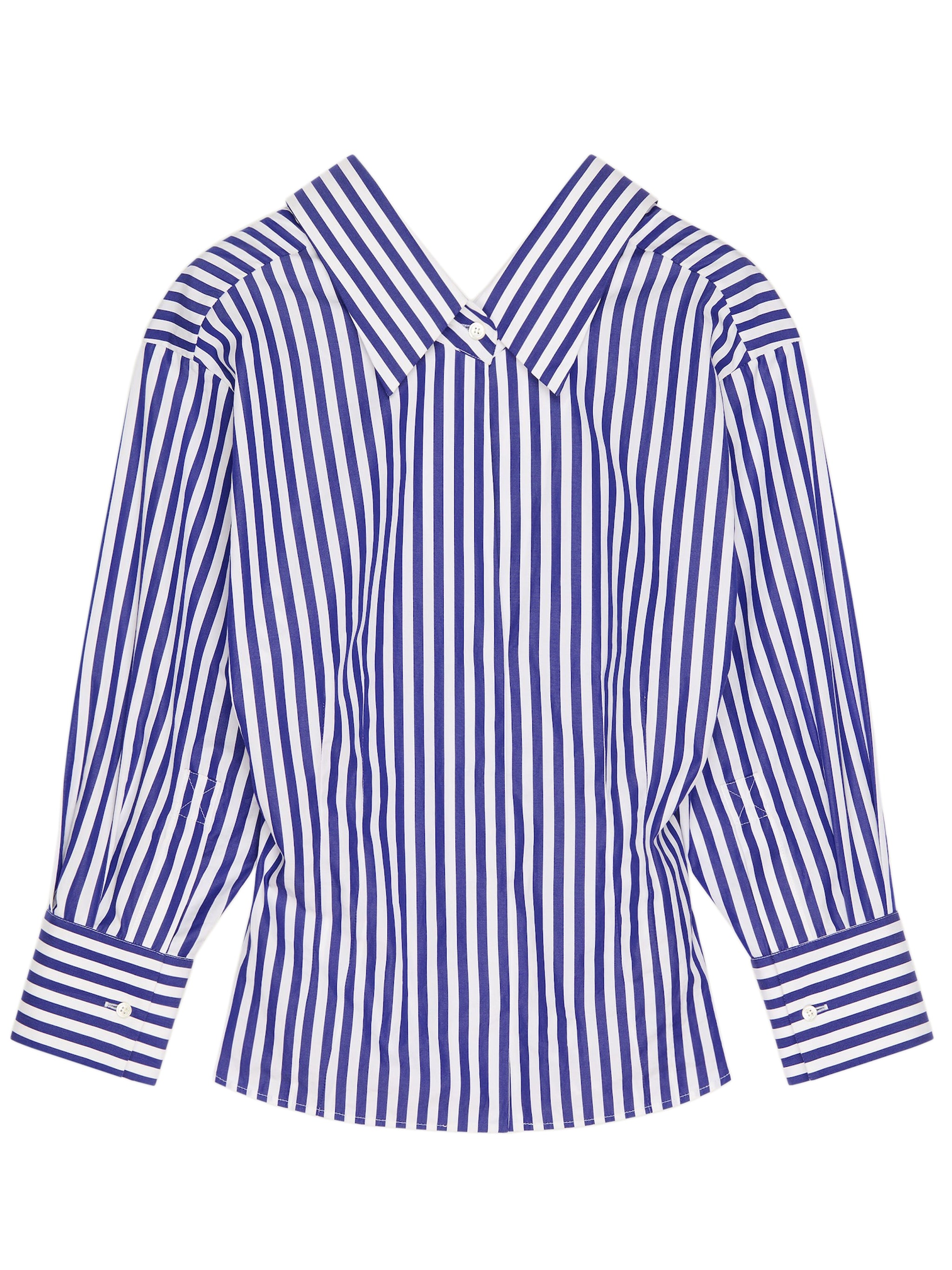Long-Sleeved Striped Cotton Poplin Shirt - Size 36