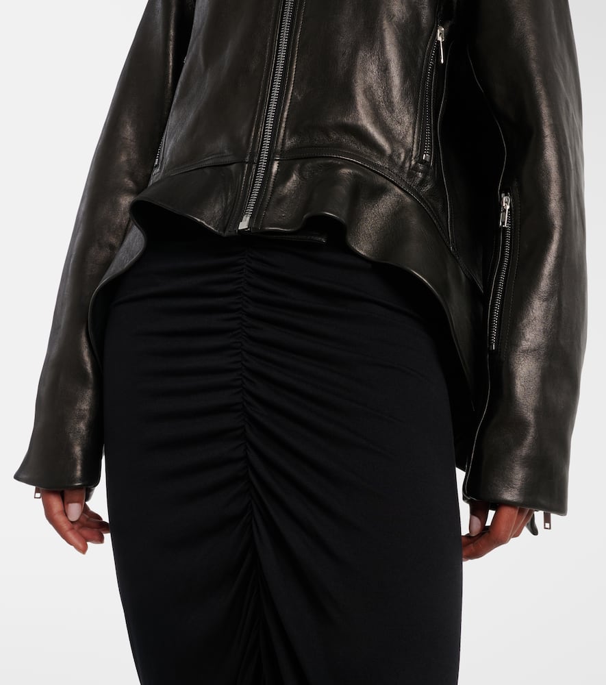Asymmetric leather jacket