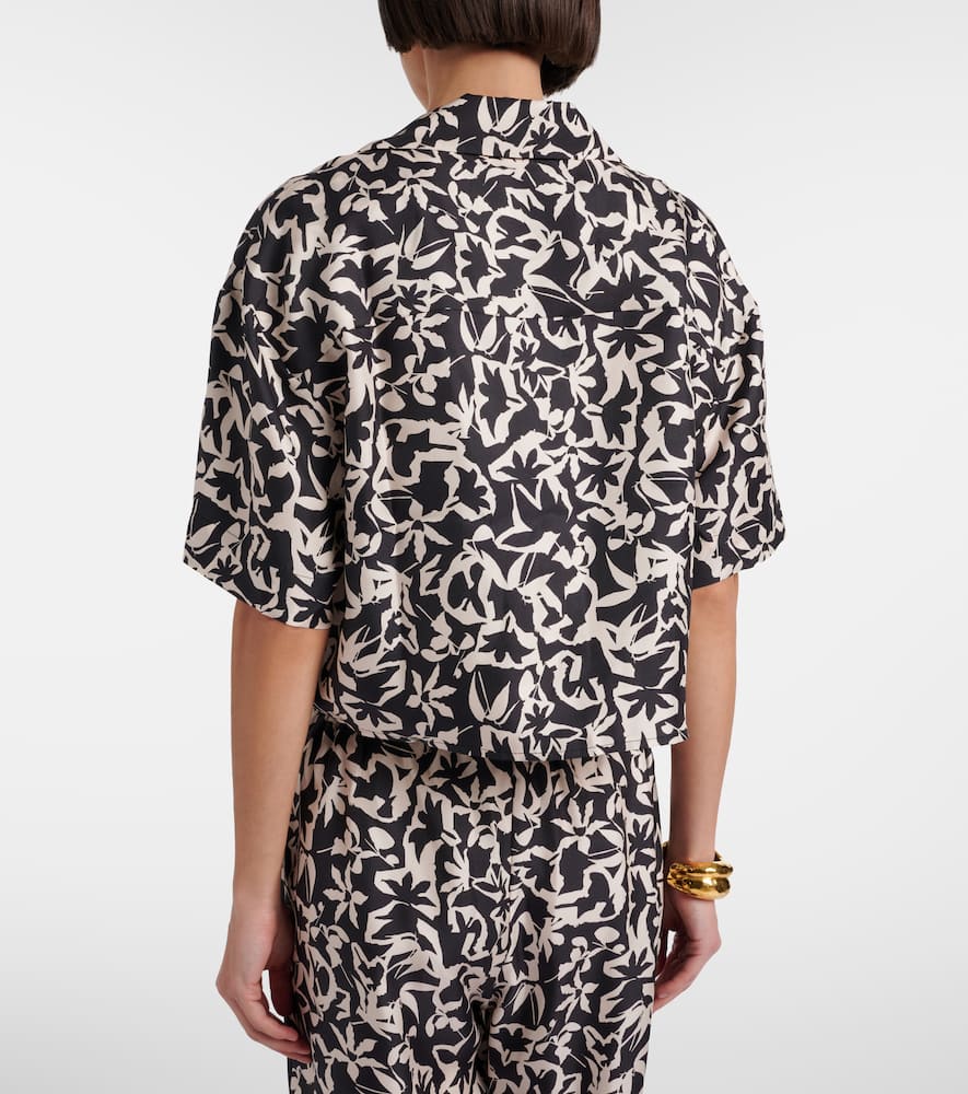 Lincoln printed cropped silk twill shirt