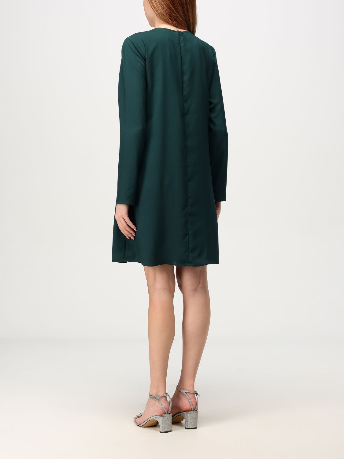 Box pleat long-sleeved minidress - Black