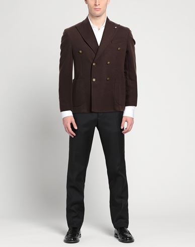 Man Blazer Dark brown Size 38 Polyester, Elastane