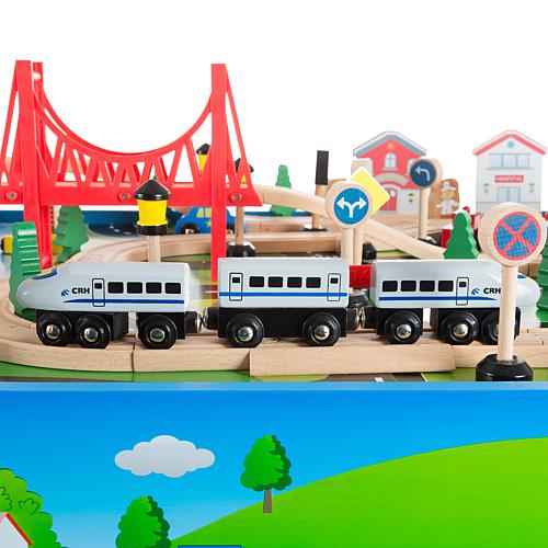 Wooden Train Set Table for Kids by Hey