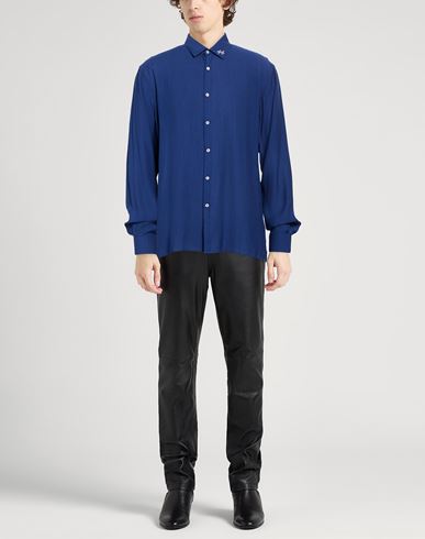 Family First Milano Man Shirt Blue Size XL Ramie, Polyamide