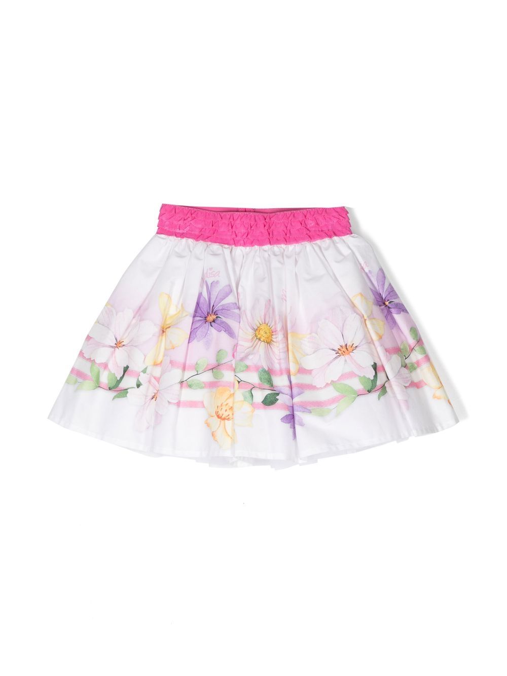Floral-print A-line mini skirt - White
