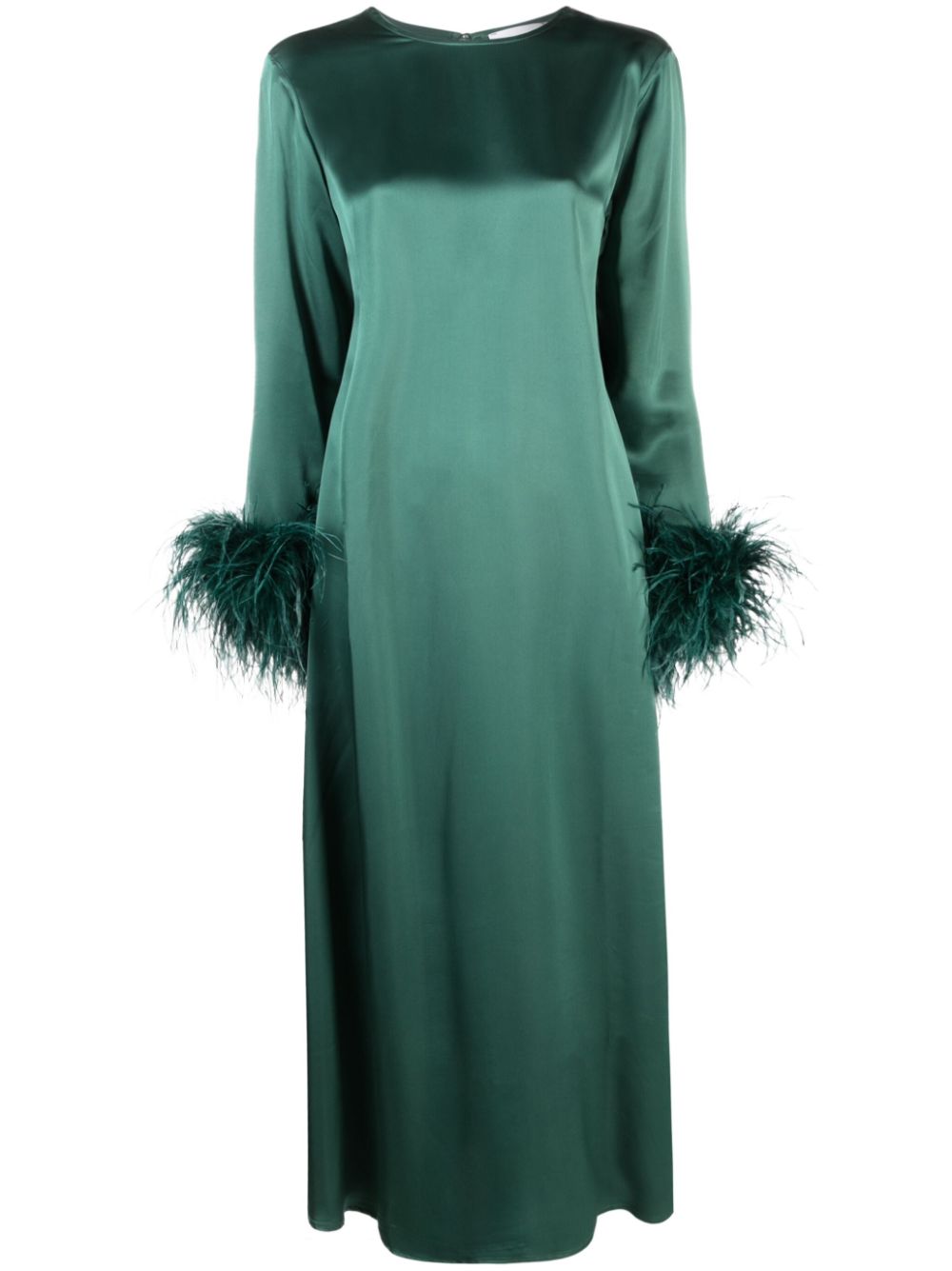Suzy feather-cuffs maxi dress - Green