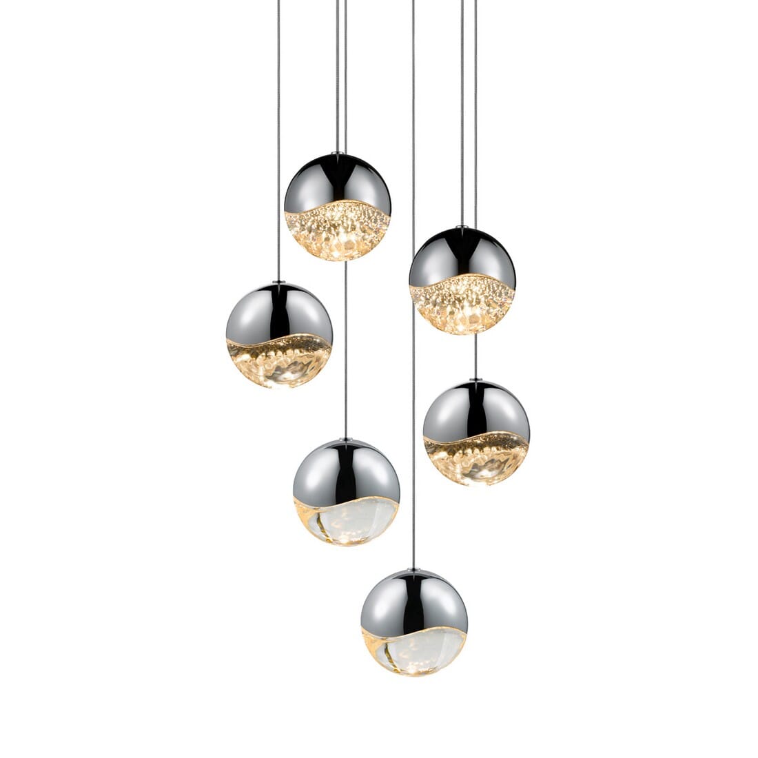 Grapes 11.75" 6-Light LED Pendant in Polished Chrome