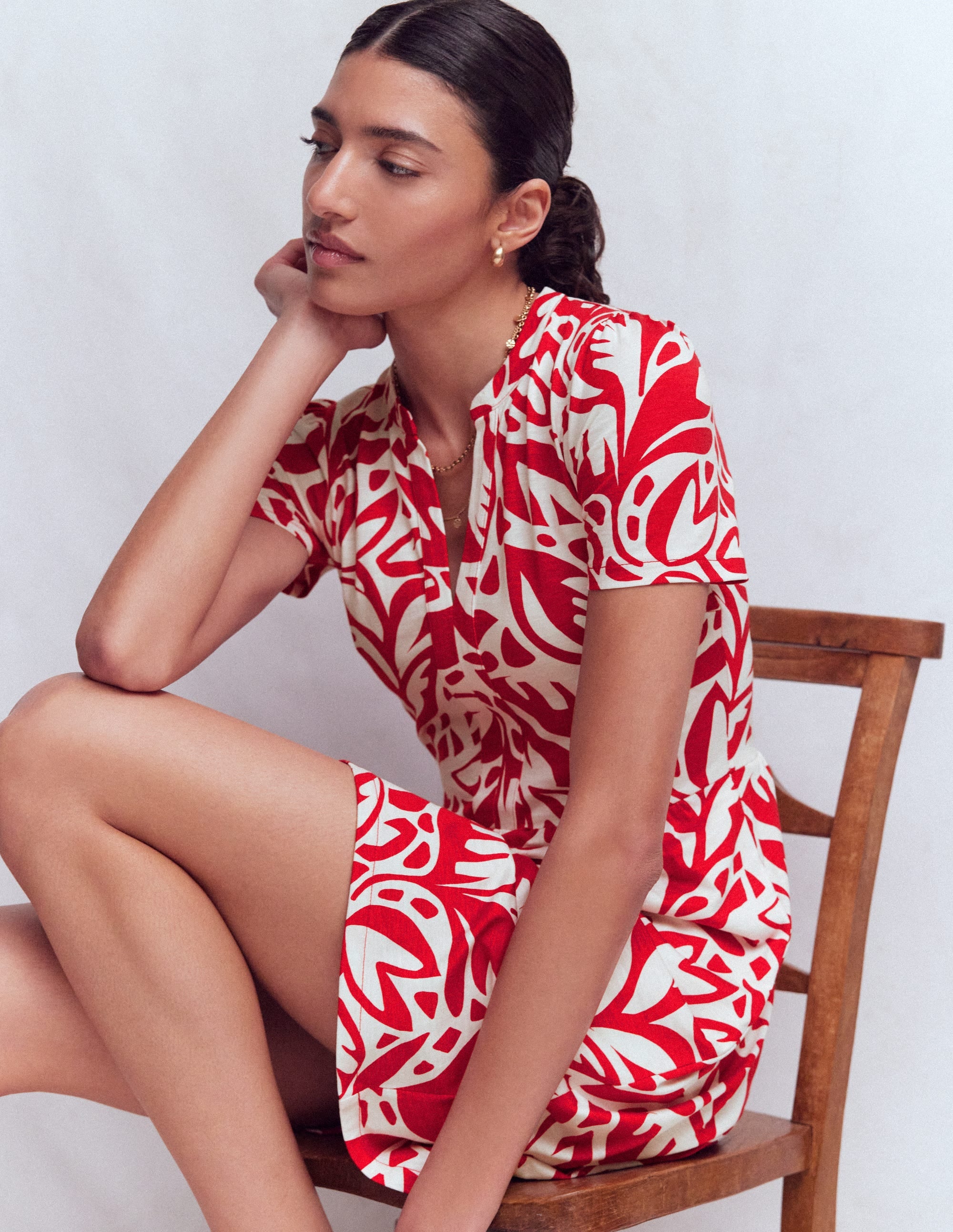 Women's Naomi Short Jersey Dress in Red | Size 0