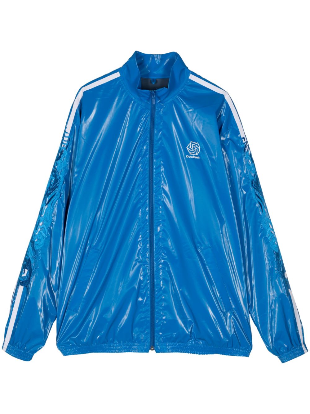 Embroidered zip-up jacket - Blue