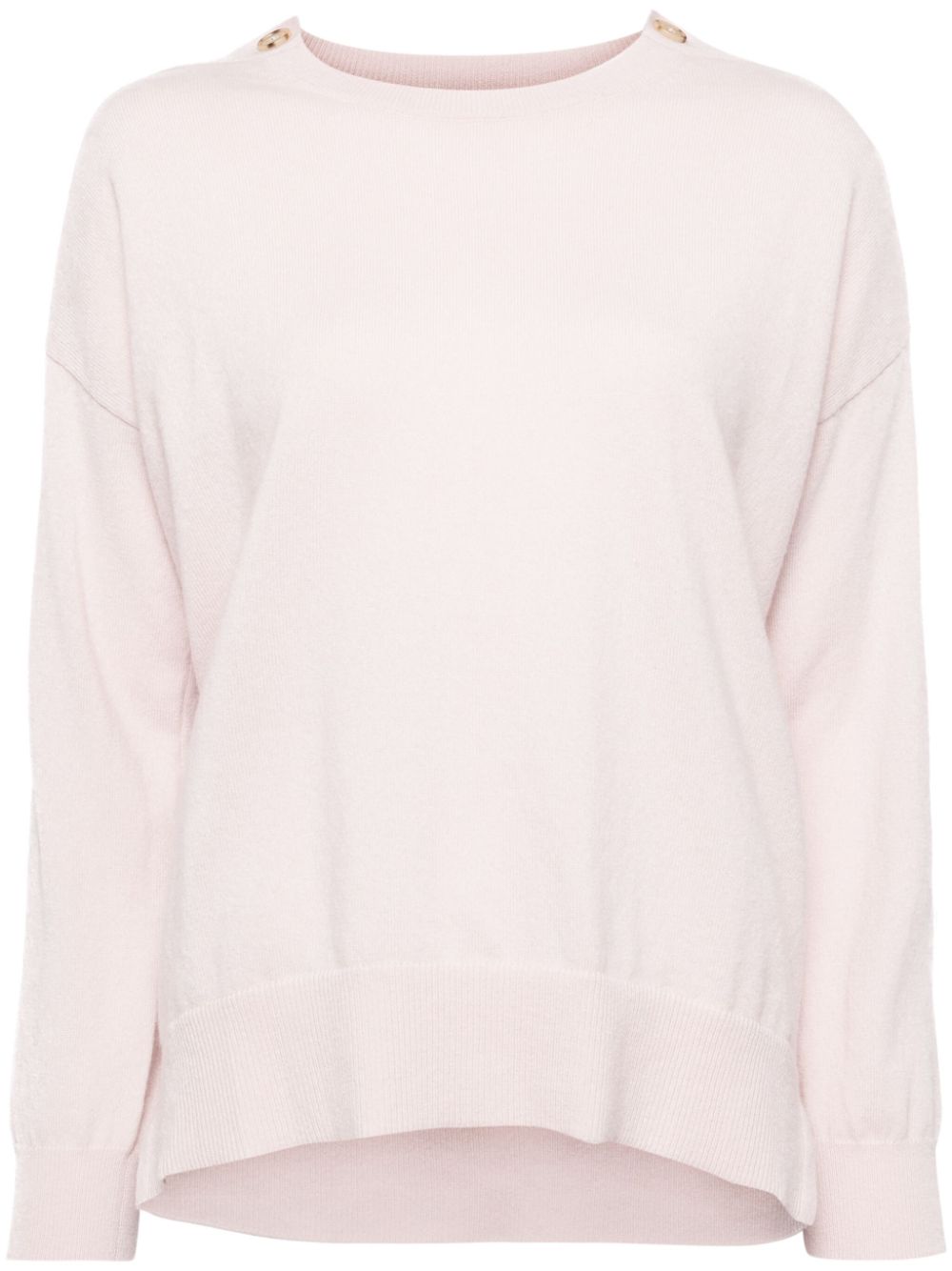 Button shoulder cashmere jumper - Pink