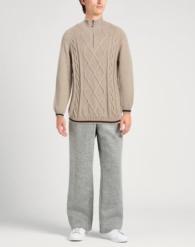 Man Turtleneck Taupe Size 36 Wool