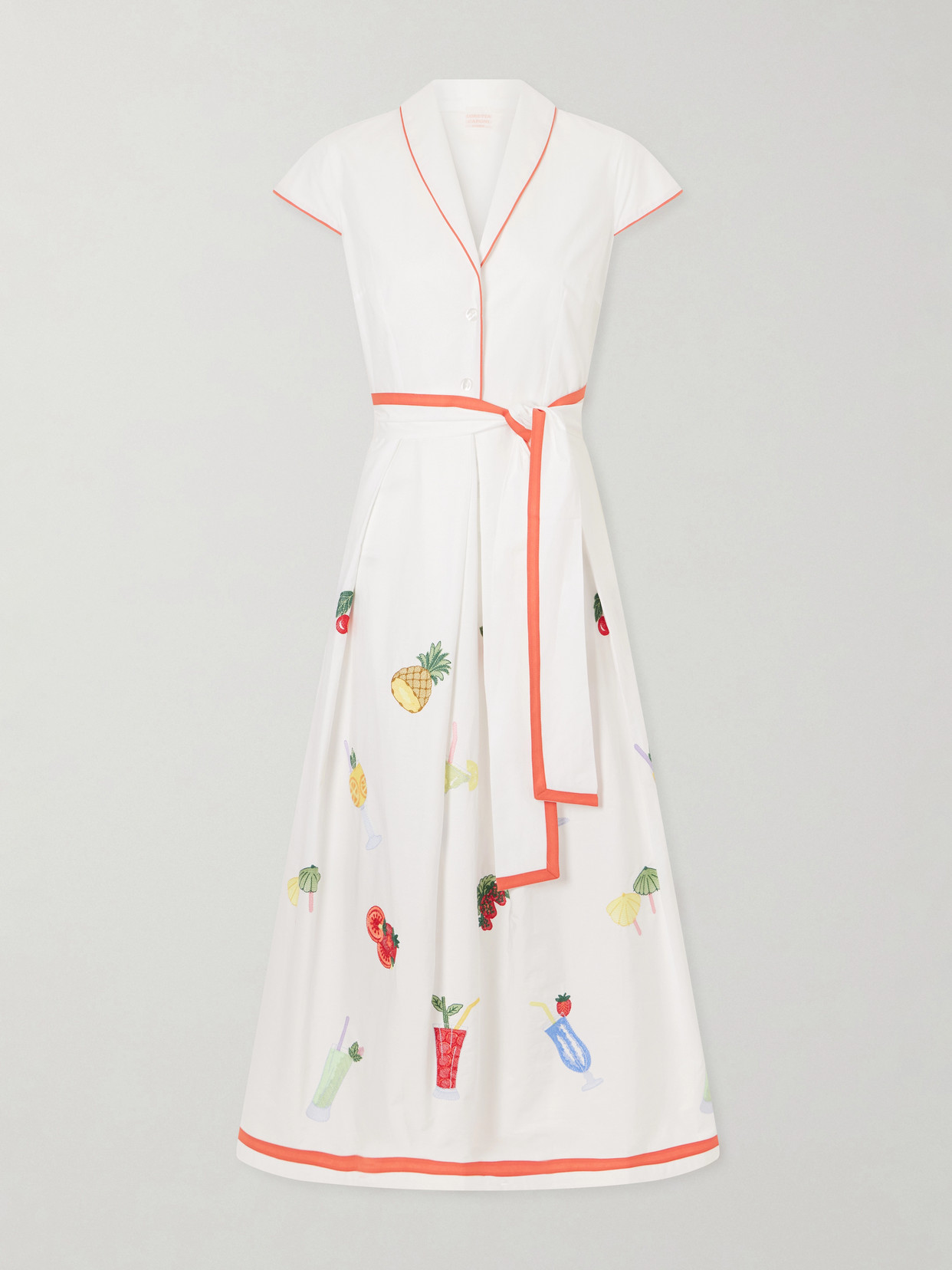 Giardino Belted Embroidered Cotton-poplin Dress