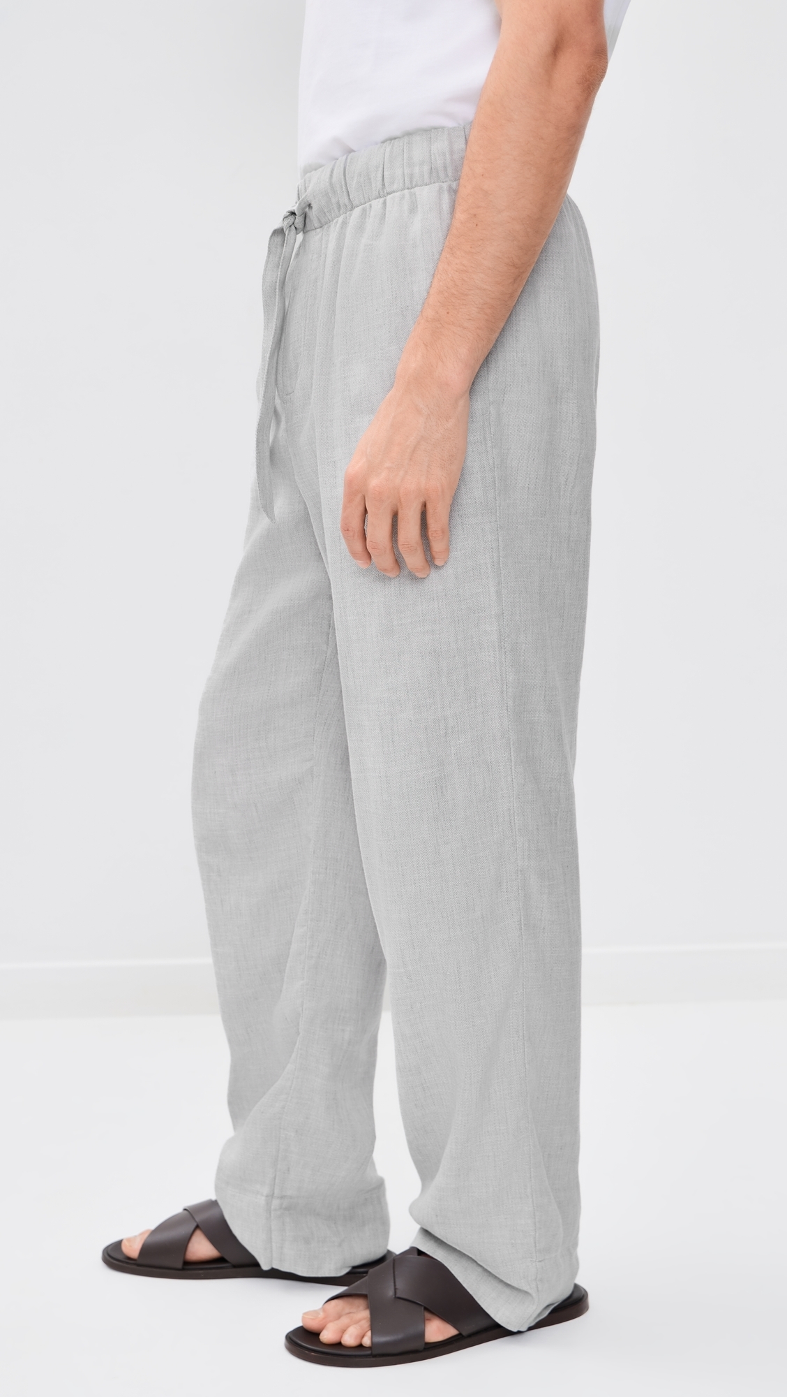 Luan Linen Blend Relaxed Lounge Pants Light Melange Grey